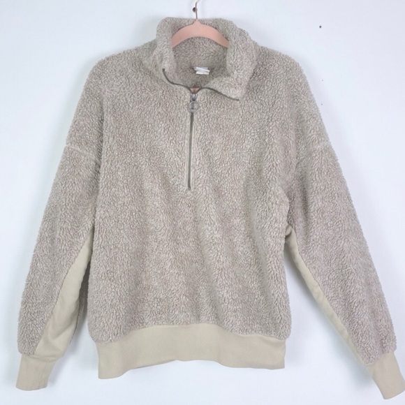 Lole  Size Small Half Zip Teddy Pullover Sherpa Tan Sweater - Picture 2 of 13